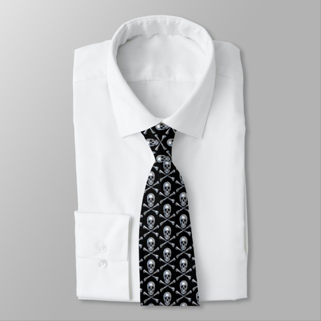 Pirate Skull Bones Neck Tie (Tied)