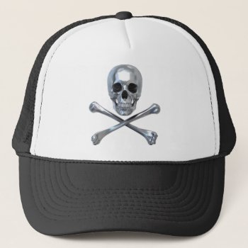 Pirate Skull Bones Trucker Hat by ZunoDesign at Zazzle