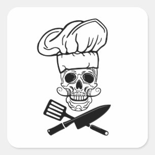 Pirate Skull Chef Hat Cook Square Sticker