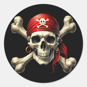 pirate skull classic round sticker