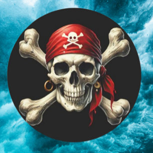 pirate skull  classic round sticker