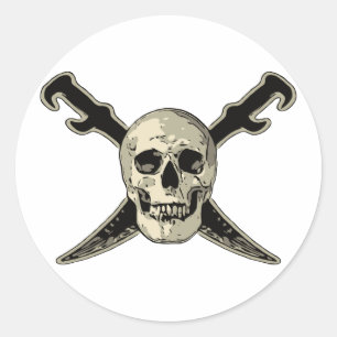 Pirate (Skull) - Classic Round Sticker, Glossy Classic Round Sticker