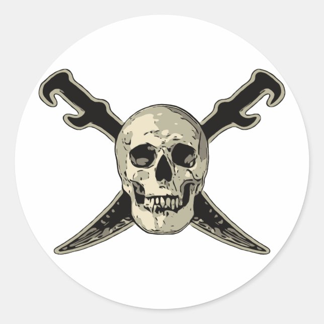 Pirate (Skull) - Classic Round Sticker, Glossy Sticker (Front)