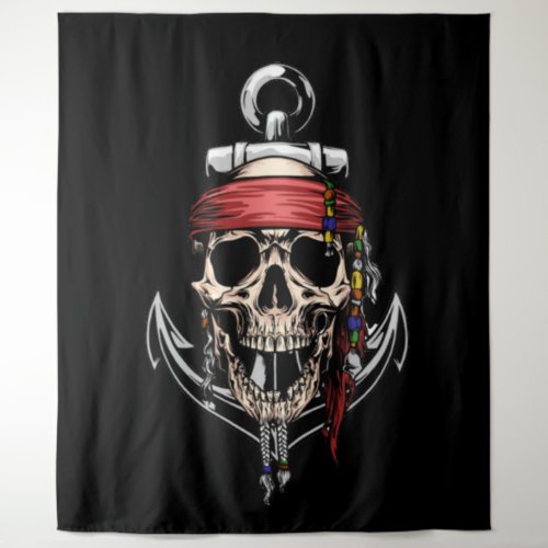 Pirate Skull Cross Bones Anchor  Tapestry