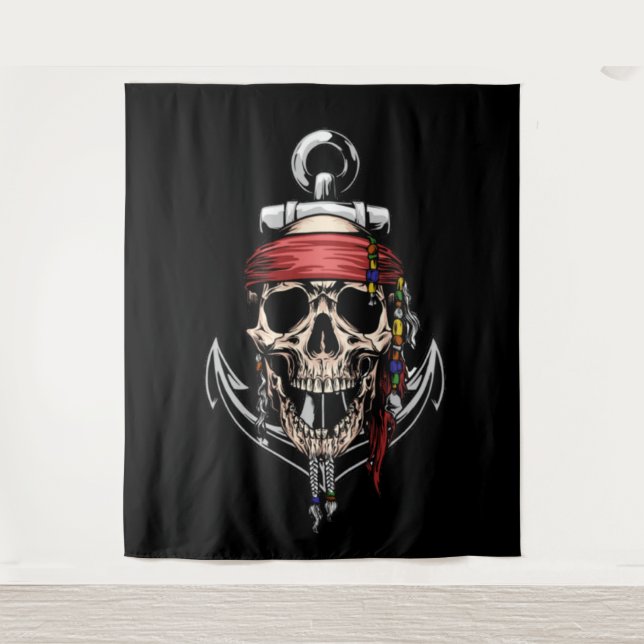 Pirate Skull Cross Bones Anchor  Tapestry (Front)