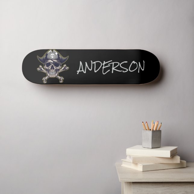  Pirate Skull & Cross Bones Personalized Skateboard (Wall Art (Horz))