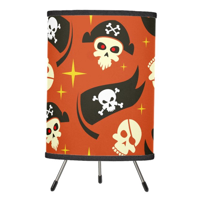 Pirate Skull & Cross Bones  Tripod Lamp (Front)