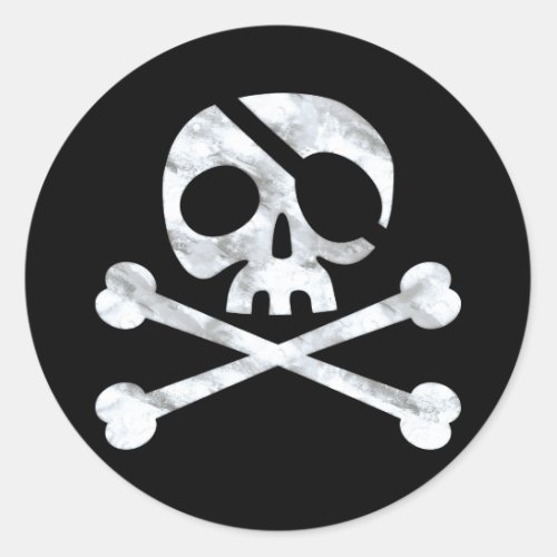 Pirate Skull  Crossbones Black Classic Round Sticker
