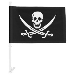 PIRATE SKULL CROSSBONES CAR FLAG