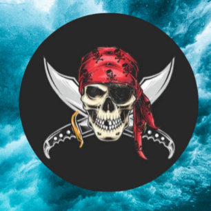 pirate skull crossbones classic round sticker