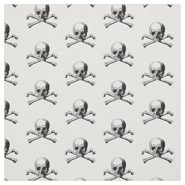 Pirate Skull Crossbones Coat of Arms Crest Emblem Fabric (Swatch)