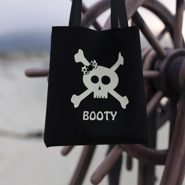 Pirate Skull Crossbones Name Black Tote Bag
