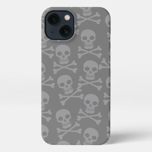 Pirate Skull Crossbones Pattern Gray iPhone Case (Back)