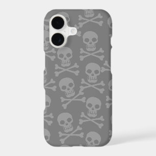 Pirate Skull Crossbones Pattern Gray iPhone 17 Case
