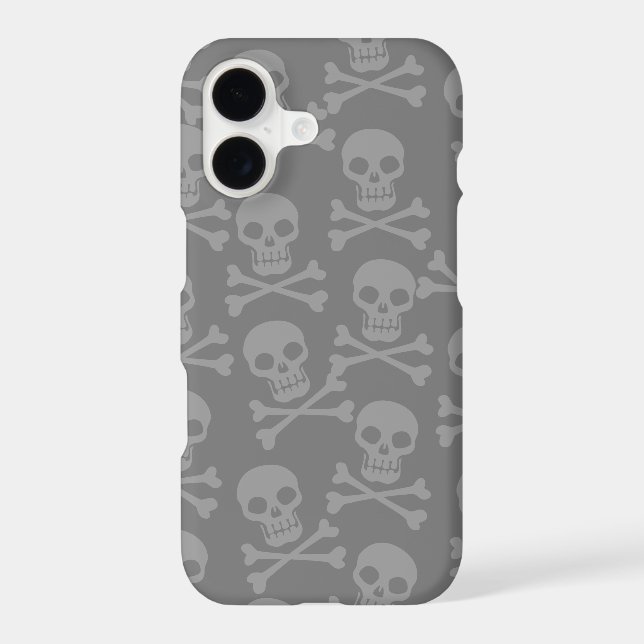Pirate Skull Crossbones Pattern Gray iPhone Case (Back)