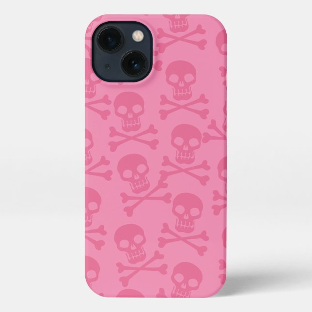 Pirate Skull Crossbones Pattern Pink iPhone Case (Back)