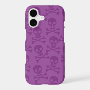 Pirate Skull Crossbones Pattern Purple iPhone 17 Case