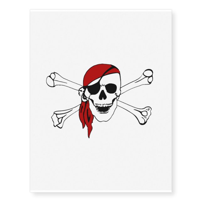 PIRATE SKULL & CROSSBONES ~ ~ ~.png Temporary Tattoos (Front)