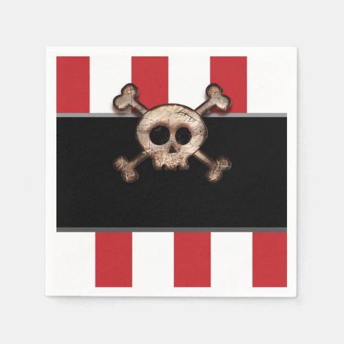 Pirate Skull  Crossbones Red White Birthday Party Napkins