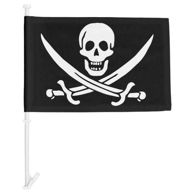 Pirate Skull Crossed Swords Car Flag (Front)