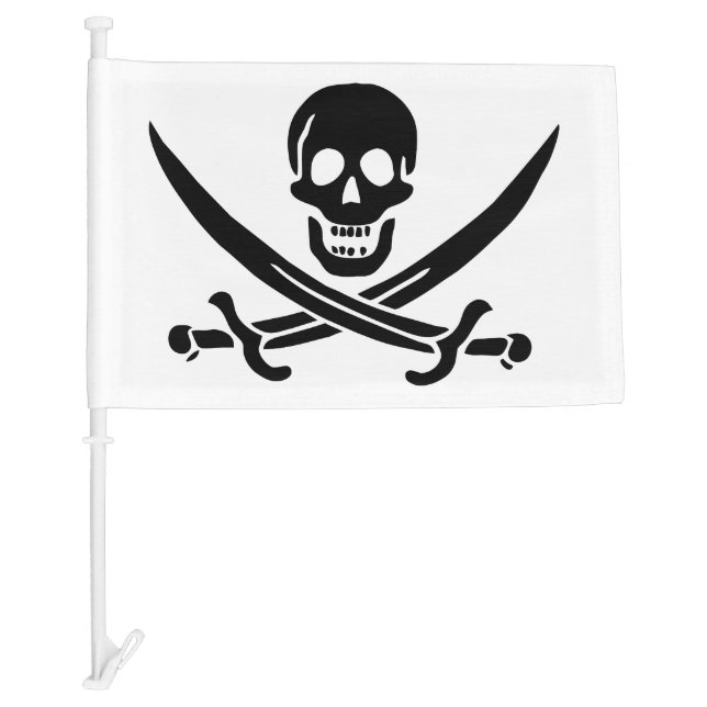 Pirate Skull Crossed Swords Car Flag (Front)