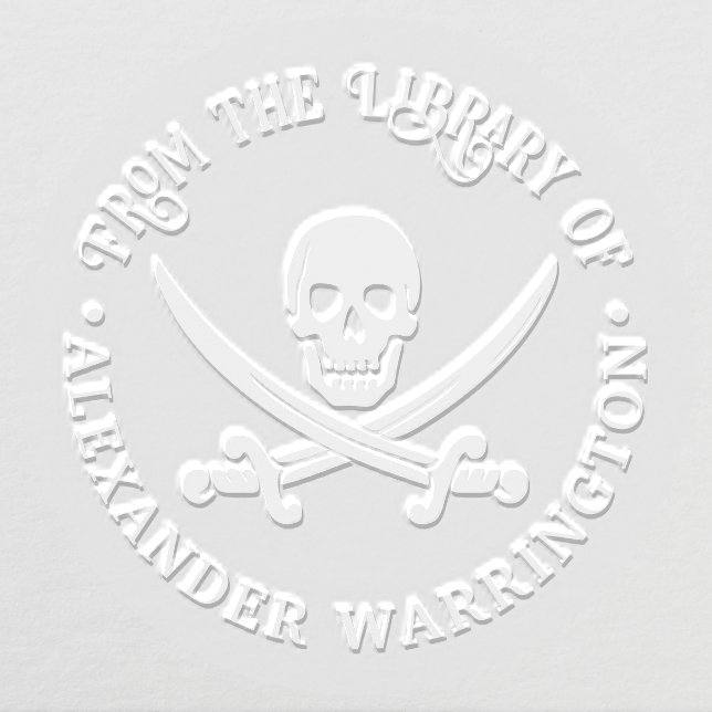 Pirate Skull Crossed Swords Goth Library Book Embosser (Design)