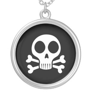 Pirate Skull Design Silver Plated Necklace