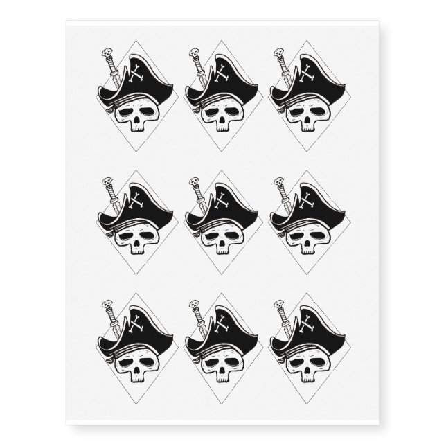 Pirate Skull Design Temporary Tattoos (Front)