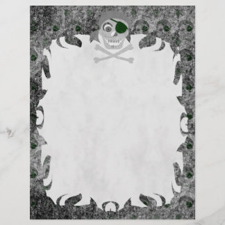 Pirate Skull Distressed Flame Letterhead