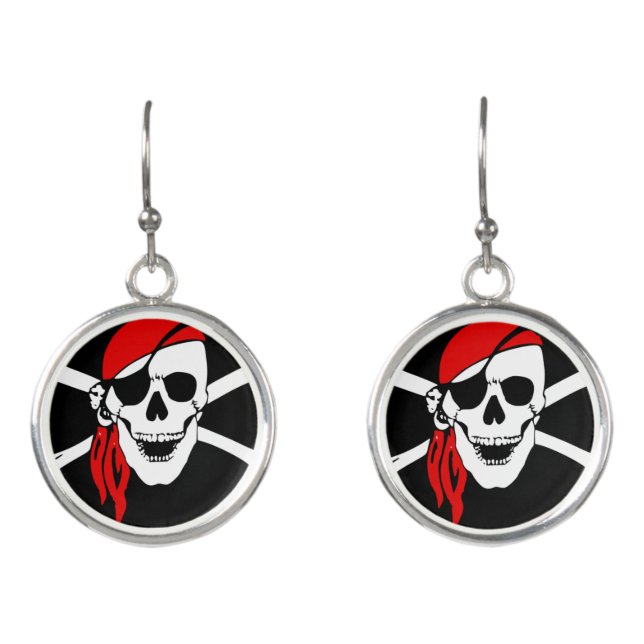 Pirate Skull Flag Earrings (Front)