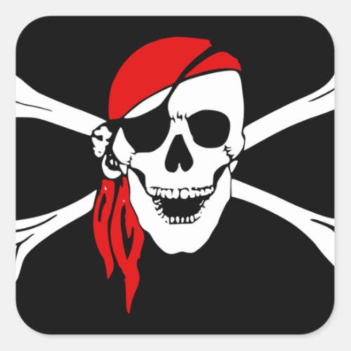 Pirate Skull Flag Square Sticker