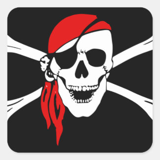Pirate Skull Flag Square Sticker