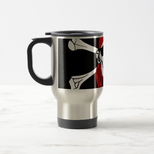 Pirate Skull Flag Travel Mug (Left)