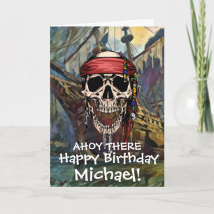 Pirate Skull Ghost SHIP Cannon Card