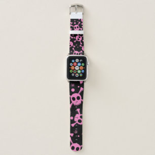 Pirate Skull: Girlish Hearts Pattern Apple Watch Band