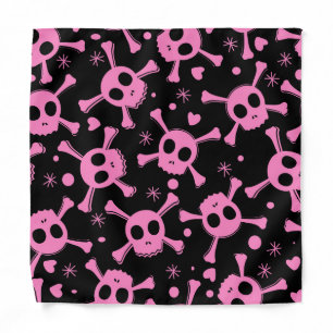 Pirate Skull: Girlish Hearts Pattern Bandana
