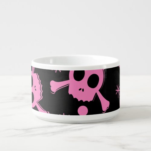 Pirate Skull Girlish Hearts Pattern Bowl