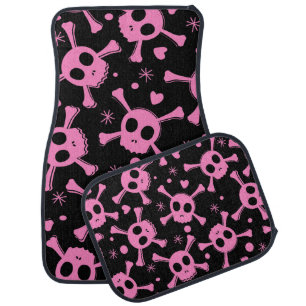 Pirate Skull: Girlish Hearts Pattern Car Floor Mat