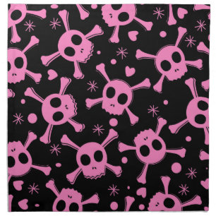 Pirate Skull: Girlish Hearts Pattern Cloth Napkin
