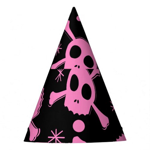 Pirate Skull Girlish Hearts Pattern Party Hat