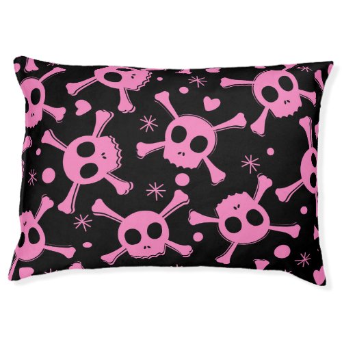 Pirate Skull Girlish Hearts Pattern Pet Bed