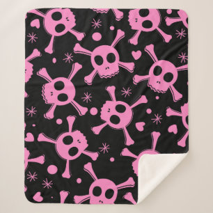 Pirate Skull: Girlish Hearts Pattern Sherpa Blanket