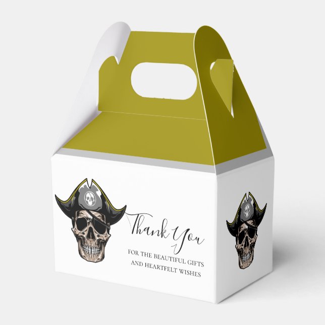 Pirate Skull Gold Captain Favor Boxes (Front Side)
