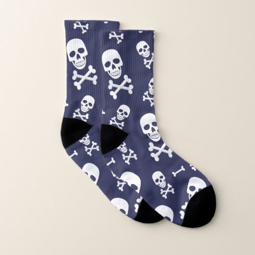 Pirate Skull Grey Cross Bones Socks