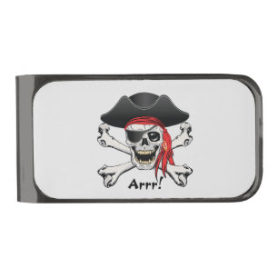 Pirate Skull Gunmetal Finish Money Clip