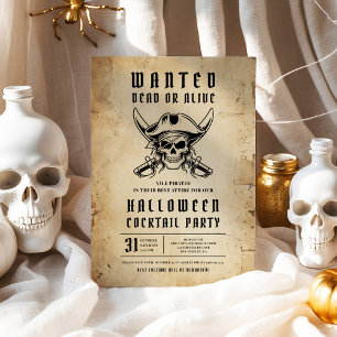 Pirate Skull Halloween Cocktail Party Invitation