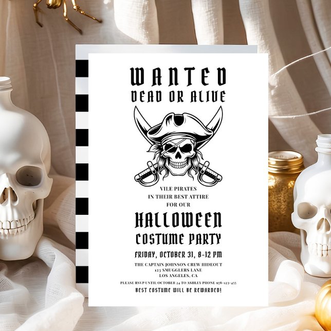 Pirate Skull Halloween Costume Party  Invitation (Pirate Skull Halloween Costume Party Invitation)
