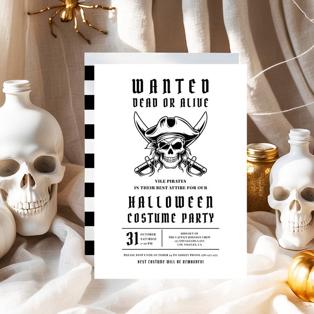 Pirate Skull Halloween Costume Party  Invitation (Pirate Skull Halloween Costume Party Invitation)