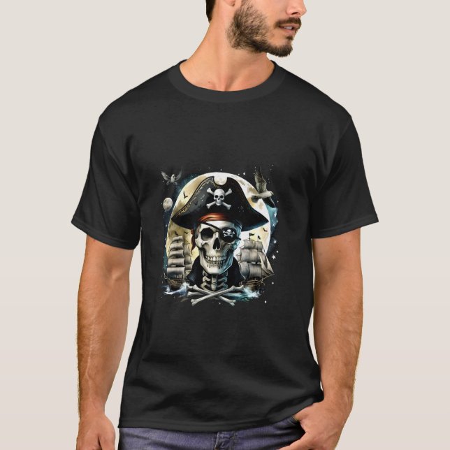 Pirate Skull Halloween Little Boys Girls Kids Teen T-Shirt (Front)
