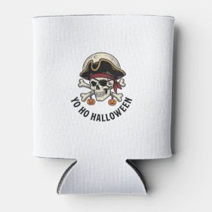 Pirate Skull Halloween Vintage Engraving White Shi Can Cooler